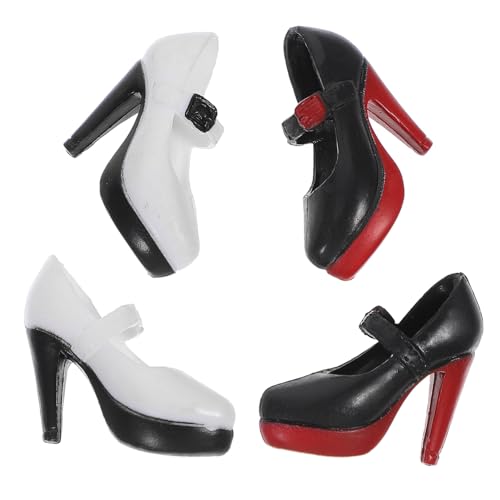 BESTonZON 2 Paare Miniatur High Heel Schuhe für Puppen Doll Zubehör Schwarze und Weiße Absatzschuhe mit Farbkontrast für Bastelprojekte und Puppenmode BESTonZON 2 Paare Miniatur High Heel Schuhe für Puppen Doll Zubehör Schwarze und Weiße Absatzschuhe mit Farbkontrast für Bastelprojekte und Puppenmode von BESTonZON