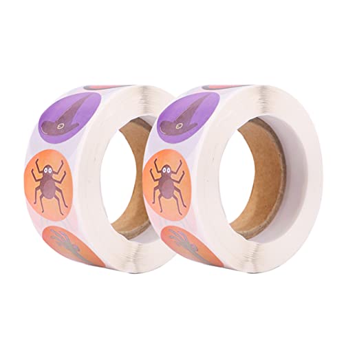 BESTonZON 2 Rollen 1 Aufkleber kleben Halloween basteln Halloween Aufkleber Present Stickers dekoaufkleber Sticker Geschenkaufkleber runder Siegelaufkleber Aufkleber Siegel Weiß von BESTonZON