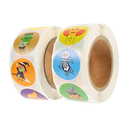 BESTonZON 2 Rollen Halloween Aufkleber Goodie Bags Für Kinderaufkleber Bonbontüten Runde Aufkleber Goodie Bag Aufkleber Für Cartoon Aufkleber Runde Aufkleber Goodie Bags von BESTonZON