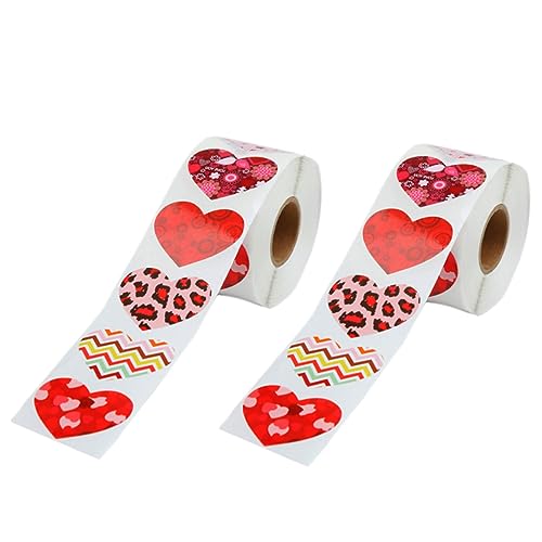 BESTonZON Valentinstag-Aufkleber Selbstklebend Herzförmig Zum Versiegeln 2 Rollen Siegelaufkleber Für Hochzeitsumschläge Etiketten Beutel Siegelaufkleber von BESTonZON