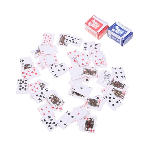 BESTonZON 2 STK 1:12 Kleiner Schürhaken Kartenspielen Mini kreative Pokerkarten Tally Spielkarten Brettspiel-Poker Kartenspiel Spielen Daumen Schachbrett Reisen von BESTonZON