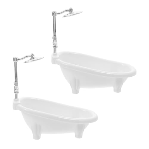 BESTonZON Winzige Badewanne Für Puppenhaus 2er-Pack Weiße Miniatur-bademöbel Für Puppenspiele Und Fantasievolles Spielen von BESTonZON