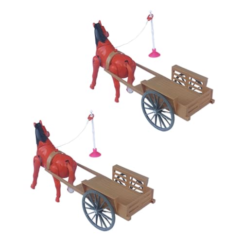 BESTonZON 2 STK Drehbares Spielzeugpony elektrisches Tierspielzeug Pferd umdrehen Kinderspielzeug Spielzeug für Kinder Dekorationen Miniaturspielzeug Pferd und Wagen Spielzeug Weihnachten von BESTonZON