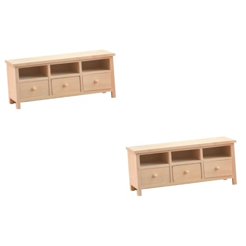 BESTonZON 2 STK Mikro-Schließfach Miniatur tv Schrank dekor Haushaltswaren Kinder deko Zimmer wohnaccessoires Möbel Ornament holzschrank Handwerk Mini-TV-Schrank basteln Schublade schmücken von BESTonZON