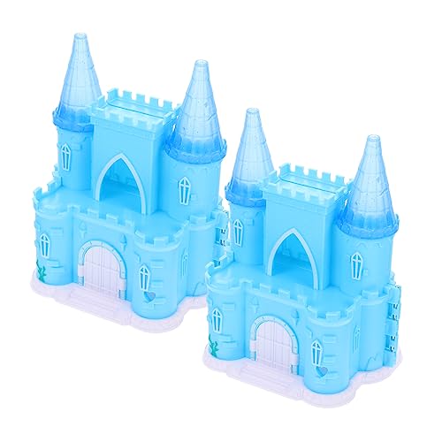 BESTonZON 2 STK Schloss Mini-hausschmuck Kleines Hauszubehör Mikro-landschaftsverzierungen Kleines Hausdekor Miniatur-Outdoor-Tools Puppenhaus-Layout Mini-hausdekoration Blue Abs von BESTonZON