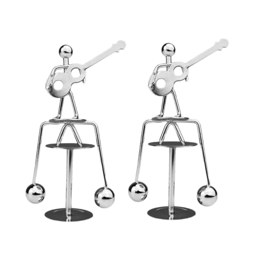 BESTonZON 2 STK eiserne Schmuckstücke hühner kinderspielzeuge gieskanne kinderspielzeug Gitarren-Ornament Gitarren- und Mannstatue Physik-ausgleichendes Metall Silver von BESTonZON