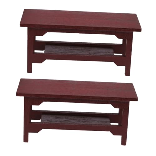 BESTonZON 2 STÜCK Miniatur Holz Schreibtisch Vintage Stil Leichte Stabile Möbeldekoration für Puppenhaus DIY Bemalbar Gesundes Massivholz für Kreative Miniatur Wohnprojekte von BESTonZON