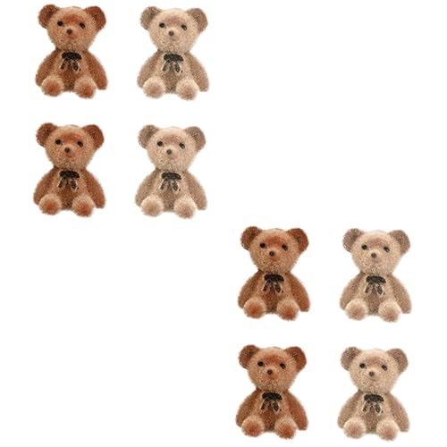 BESTonZON 2 Sätze 4tlg Beflockung Bär Plüschtiere Mini-zubehör DIY Taschenzubehör Beflockte Bärenpuppe Mini-perlen Mini-Figur Tasche Zubehör Miniaturfiguren Mich Ohrringe Füllung von BESTonZON