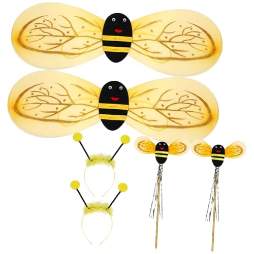 BESTonZON 2 Sätze Bienen Kostüm Cosplay Flügel Stirnband Verkleidungszubehör für Party und Aufführung Leicht Anzuziehen Geburtstagsfeiern und Kostümdramen von BESTonZON