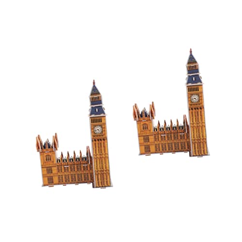 BESTonZON 2 Sätze Big Ben-Puzzle 3D-Puzzle Für Kinder Im Alter Von 12 Bis 14 Jahren Rätsel Für Kinder Holzpuzzle Für Erwachsene Baupuzzle Für Erwachsene 3D-rätsel Papier London Große Größe von BESTonZON