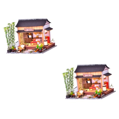 BESTonZON 2 Sätze DIY Chinesischer Innenhof Miniatur-zubehör Miniaturpuppenmöbel Miniaturen DIY Schmuck Miniaturdekoration 3D- -Puzzle Miniaturbausatz Handbuch Plastik Chinesischer Garten von BESTonZON