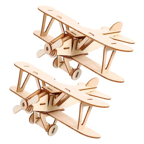 BESTonZON 2 Sätze Holzflugzeug Puzzle DIY Holzmodell Langlebig Sicher Dekorativ für Familien Geschenkidee Holzflugzeug Bausatz Flugzeugspielzeug von BESTonZON