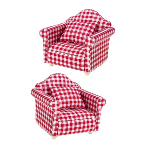 BESTonZON 2 Sätze Mini-Sofa Möbel Puppe Miniatur Mini-einzelsofa Minisofa Rot Holz von BESTonZON