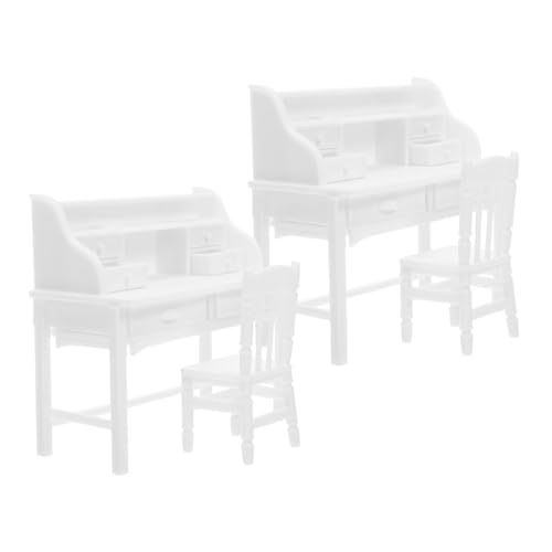 BESTonZON 2 Sätze Miniatur Schreibtisch Und Stuhl Mit Echt Öffnenden Schubladen Kunststoff Tisch Stuhl Für Rollenspiele Schule Und Familienspiele von BESTonZON