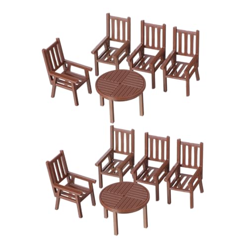 BESTonZON 2 Sätze Miniatur Tisch Stuhl Set Kunststoff Robust Kompakt für Puppenhaus Micro Landschaft Dekoration Bastelstühle für Miniaturküche von BESTonZON