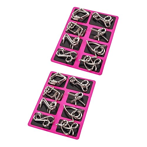BESTonZON 2 Sätze Neun Serien Ineinandergreifendes Puzzle Ring Für Iq-rätsel Aus Metalldraht Entwirrungspuzzle Metalldraht -Puzzle Rostfreier Stahl Rot von BESTonZON