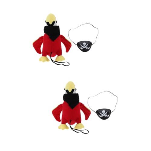 BESTonZON 2 Sätze Piraten-Rollenspiel Plüschfigurenspielzeug Scheuklappen Piraten-Cosplay-Kostüm Plüschvogel Vogelmodell Tier Make-up-Kostüm-Requisiten Baby Kleidung Augenbinde pp Baumwolle von BESTonZON