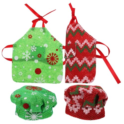 BESTonZON 2 Sätze Puppe dekorative Schürze kinderparty mitgebsel Ornamente Fee Miniatur Kleidung Kinderkommode Weihnachtselement-Puppenschürze Puppe dekorative Hüte Stoff von BESTonZON
