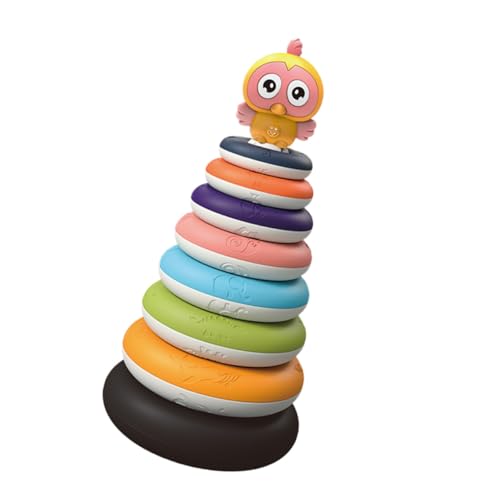 BESTonZON 2 Sätze Regenbogen- Kinderspielzeug Farberkennungsspielzeug Balance Blockiert Spielzeug Stapelturm Aus Holz Spielzeug Zum Stapeln Stapelblöcke Plastik Puzzle Den Ball Drehen von BESTonZON