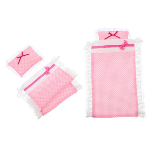 BESTonZON 2 Sets Puppenhaus-bettwäsche-Set – Mini-bettlaken Und Kissen Weich Bunt Puppenhaus-zubehör Ideal Zum Spielen von BESTonZON