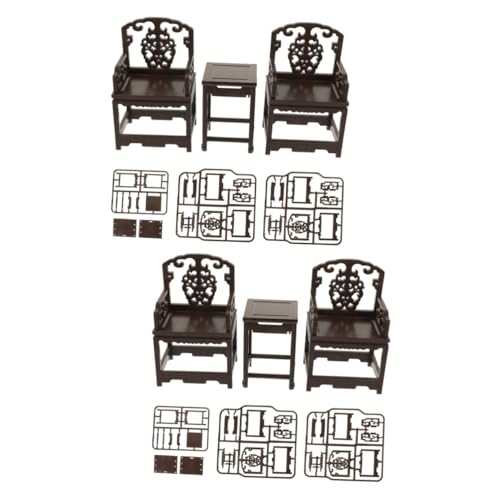 BESTonZON 2 Sätze Simulationstisch und Stuhl Esszimmertischdekoration Hausmöbel kunststoffstühle plastikstuhl Bausteine Spielzeuge Versammlungsstuhl dekor Sessel Form klassisch Taishi-Stuhl von BESTonZON