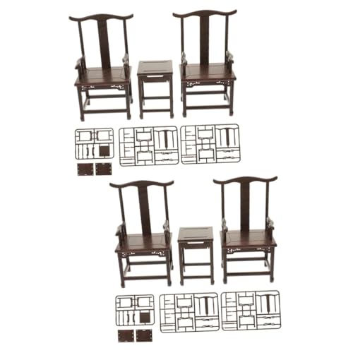 BESTonZON 2 Sätze Simulationstisch Und Stuhl Puppenhaus Tisch Stühle Puzzle-montagestuhl Stuhldekor Esstisch Vintage-Sessel-Puzzle Vintage-möbel Vintage-Puzzle Kind Plastik Spielzeugset Mini von BESTonZON