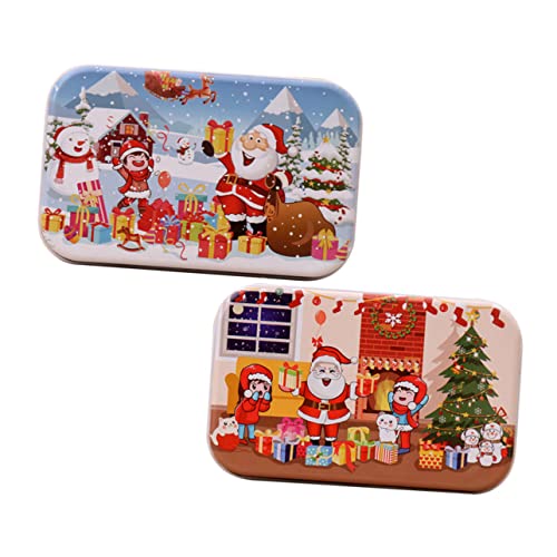 BESTonZON 2 Sätze Weihnachtspuzzle Pädagogisches Puzzle Intelligenz-Puzzle Dekompressionsrätsel Weihnachtsrätsel Colorful Hölzern von BESTonZON