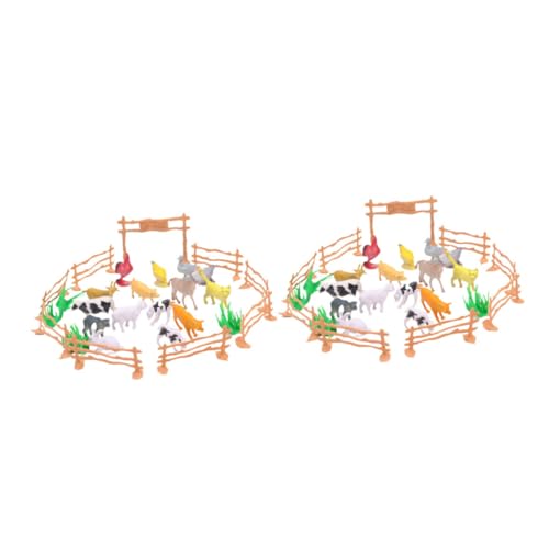BESTonZON 2 Sets Bauernhof Tier Spielzeug Für Kleinkinder Simulation Bauernhof Zaun Spielzeug Set Pädagogisches Spielzeug Jungen Und Mädchen von BESTonZON