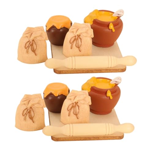 BESTonZON 2 Satz Miniatur Puppenhaus Küchenzubehör mit Holz-Nudelholz Harz Honigglas und Mehltüte Realistische Bastel Dekorationsspielzeuge für DIY Szenenbau und Fotografie BESTonZON 2 Satz Miniatur Puppenhaus Küchenzubehör mit Holz-Nudelholz Harz Honigglas und Mehltüte Realistische Bastel Dekorationsspielzeuge für DIY Szenenbau und Fotografie von BESTonZON