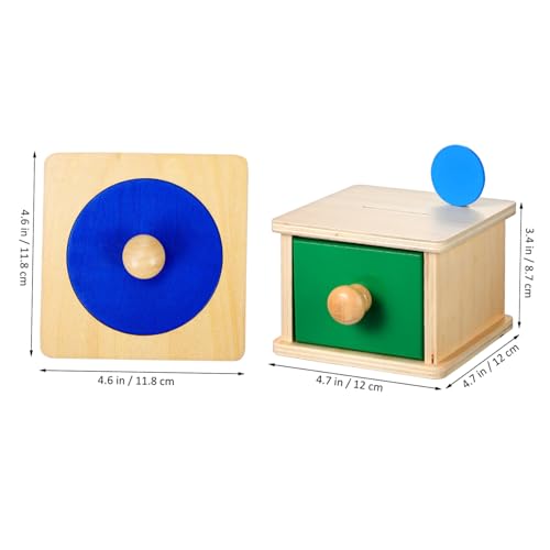 BESTonZON 2 Satz Montessori Holzspielzeug für Kleinkinder Pädagogisches Lernspielzeug mit Geometrischem Steckpuzzle und Münzbox Sicherer Holz Materialmix Fördert Feinmotorik und von BESTonZON