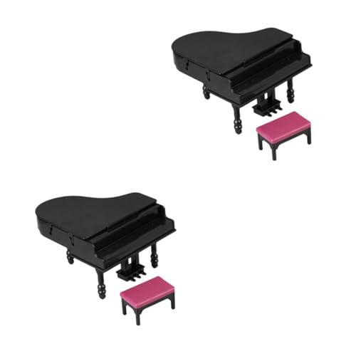 BESTonZON 2 Set Miniatur Dollhouse Grand Piano Mini -Klavierhockerspielzeug Mini -Klaviermodellmodell Miniaturpuppenhaus Dekoration Zubehör Miniatur Klavierhocker Musik Score Doll House von BESTonZON