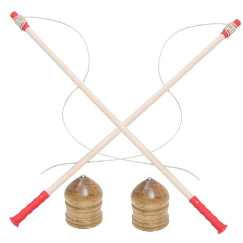 BESTonZON 2 Sets Kreisel Outdoor Kinderspielzeug Dekompressions Gyro Erwachsene Gyro Massivholz Gyro Kinderkreisel Kinderspielzeug Lernspielzeug Beige Holz von BESTonZON