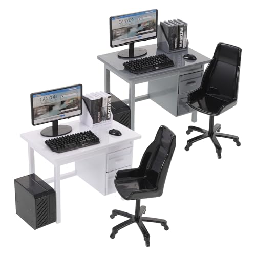 BESTonZON 2 Sets Miniatur-Simulationscomputer Puppenhausmöbel Dekorationszubehör Kleiner Schreibtischstuhl Buch Tastatur für Kinder Mädchen Büro Rollenspiel BESTonZON 2 Sets Miniatur-Simulationscomputer Puppenhausmöbel Dekorationszubehör Kleiner Schreibtischstuhl Buch Tastatur für Kinder Mädchen Büro Rollenspiel von BESTonZON