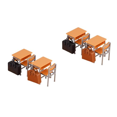 BESTonZON 2 Sets Puppenhausmöbel-Set Miniatur-Esstisch Und Stühle Klassenzimmer-Schreibtisch Und -Stuhl Schultaschenmodelle Ideal Für Puppenhaus-Zubehör Und Dekorationen BESTonZON 2 Sets Puppenhausmöbel-Set Miniatur-Esstisch Und Stühle Klassenzimmer-Schreibtisch Und -Stuhl Schultaschenmodelle Ideal Für Puppenhaus-Zubehör Und Dekorationen von BESTonZON