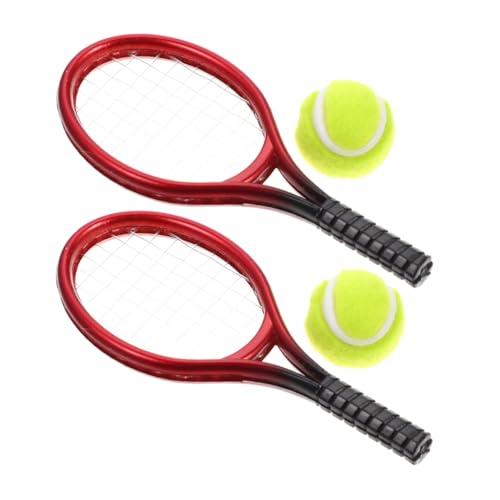 BESTonZON 2 Sets Tennisschläger Tennismodell Kinderspielzeug Kindersportspielzeug Spielzeughaus Für Kleinkinder Für Babys Mini Tennisbälle Miniatur Tennisschläger Und Ball Aus von BESTonZON