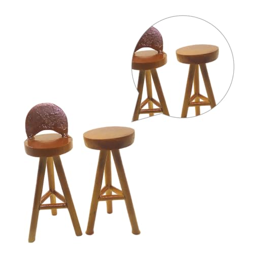 BESTonZON 2 Stück 112 Puppenhauszubehör Hoher Fuß Holzstuhl Puppenhaus Puppenmöbel Dekorationen Stühle Mini Stuhl Modellsimulationsstuhl Mini Hausmöbelstuhl Miniatur Bambus von BESTonZON