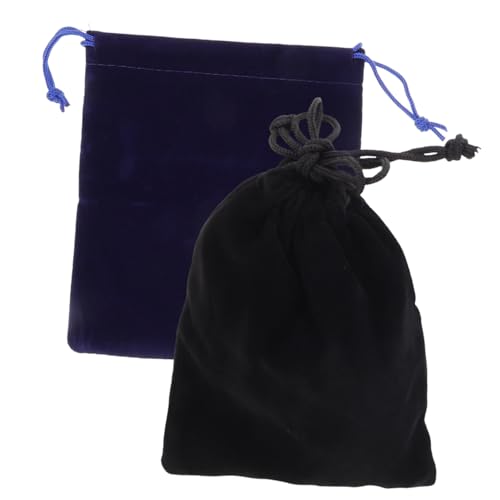 BESTonZON 2 Stück Aufbewahrungsbeutel Kordelzug Kratzfest Vielseitig Für und Kleine Zubehörteile Schwarz Blau von BESTonZON