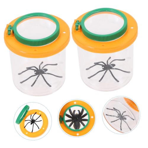 BESTonZON 2 Stück Doppel lupenbox für Insektenbeobachtungskasten Gelb Leicht Transparent Lernspielzeug für Naturerkundung von BESTonZON