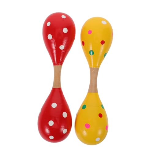 BESTonZON 2 Stück Doppelseitige Holz-Maracas für Kleinkinder Schadstofffreie Handliche Rasseln zur Rhythmusförderung und Feinmotorik Pädagogische Musikspielzeuge für Junge Mädchen und von BESTonZON