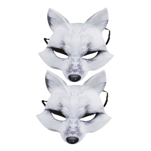 BESTonZON 2 Stück Einstellbare Weiße Fuchsmaske Teiliges aus EVA mit Pelziger Textur Halbe Gesichtsbedeckung Bequemes Elastisches Band für Halloween Cosplay Maskenball und Party BESTonZON 2 Stück Einstellbare Weiße Fuchsmaske Teiliges aus EVA mit Pelziger Textur Halbe Gesichtsbedeckung Bequemes Elastisches Band für Halloween Cosplay Maskenball und Party von BESTonZON