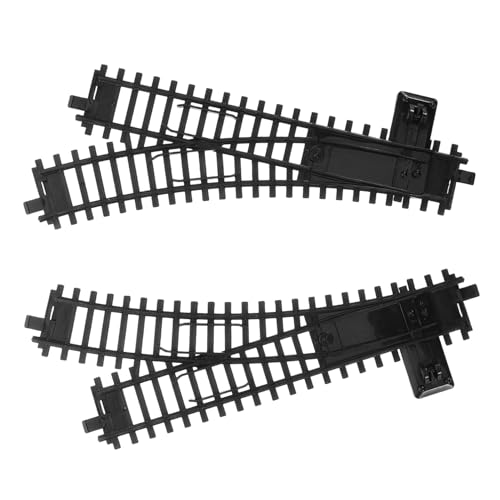 BESTonZON 2 Stück Eisenbahnschienen Spielzeugeisenbahn Ersatzschienen Erweiterungsschienen Modellschienen Zubehör Modelleisenbahnschienen Zugschienen Klein Kunststoff Schwarz von BESTonZON