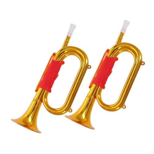 BESTonZON 2 Stück Goldene Kindertröte Bugle Musikspielzeug Realistische Nachbildung Rotes Armee Fanfare Leicht Tragbar für Bühnenauftritte Schulveranstaltungen Party Sportjubel Requisiten BESTonZON 2 Stück Goldene Kindertröte Bugle Musikspielzeug Realistische Nachbildung Rotes Armee Fanfare Leicht Tragbar für Bühnenauftritte Schulveranstaltungen Party Sportjubel Requisiten von BESTonZON