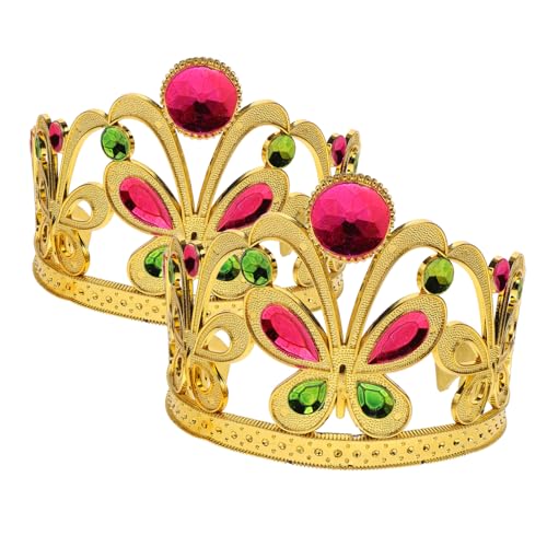 BESTonZON 2 Stück Goldene Krone Haarreif Leichter Bequemer Haarschmuck für Mädchen für Kostüm Party Cosplay und Festliche Anlässe Perfekt und Dekorativ von BESTonZON