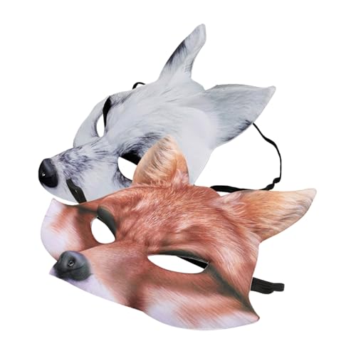 BESTonZON 2 Stück Halbe Fuchsmaske aus EVA Leicht und Realistisch mit Flexiblem Band für Halloween Karneval Maskerade Cosplay Tiergesichtsdekor für Erwachsene BESTonZON 2 Stück Halbe Fuchsmaske aus EVA Leicht und Realistisch mit Flexiblem Band für Halloween Karneval Maskerade Cosplay Tiergesichtsdekor für Erwachsene von BESTonZON
