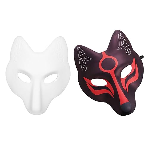 BESTonZON 2 Stück Halloween Party Handbemalte Maske Cartoon Fuchs Maske Gesicht Maskerade Maske Fuchs Kostüm Maske Hundemaske Pelzige Wolf Tiermaske Halloween Mann X Hund Kostüm Anime Fuchs von BESTonZON