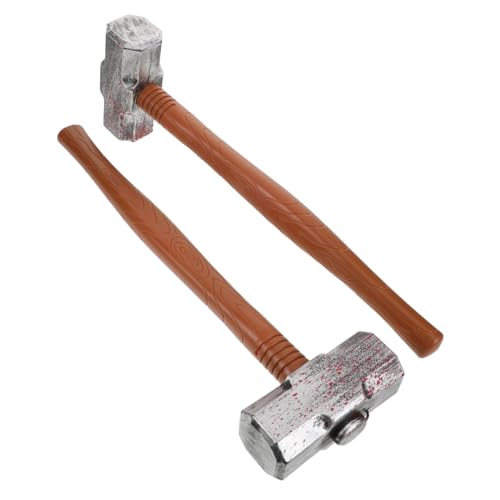 BESTonZON 2 Stück Halloween Spielzeughammer aus Kunststoff Realistische Blutige Requisite mit Abgerundeten Kanten Sicher für Vielseitig Einsetzbar für Party Kostüm und Rollenspiel von BESTonZON