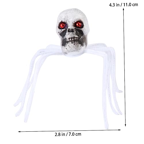 BESTonZON 2 Stück Halloween-Spinne Halloween Party Halloween Dekoration gartendeko Geisterspinne Spinnweben Halloween Spinnen Halloween-Schädelspinne Simulation Schädelspinne Weiß von BESTonZON