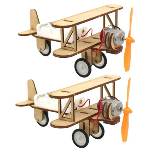 BESTonZON 2 Stück Handgefertigtes Elektrisches Holzflugzeug DIY Modellbausatz Teiliges Kinderfreundlich Einfach Zusammenzubauen Kreative Bastelidee für Jungen und Mädchen Ab Zufällige Farbe von BESTonZON