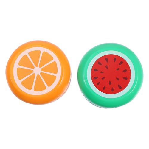 BESTonZON 2 Stück Holz Yo Yo Teiliges Orange und Wassermelone Pädagogisches Babyspielzeug für Fingerfertigkeit Robust Stoßfest Fördert Hand Auge Koordination für Kleinkinder und Mädchen von BESTonZON