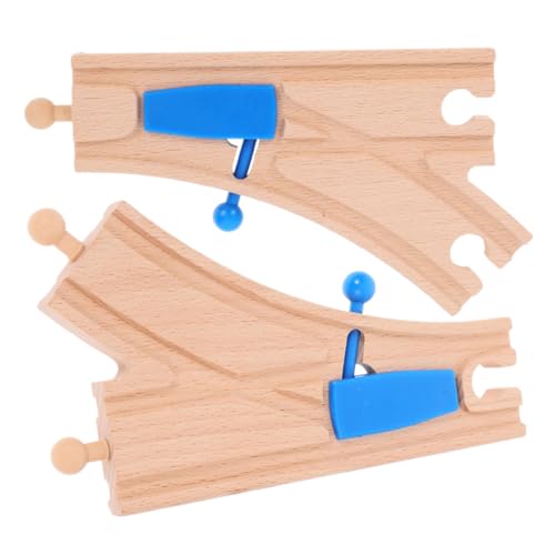 BESTonZON 2 Stück Holzbahn Zubehör Teilig Gebogenes Weichengleis für Holzspielzeug Zugstrecke zur Kreativen Szenengestaltung mit Sicherem Naturmaterial für Jungen und Mädchen von BESTonZON